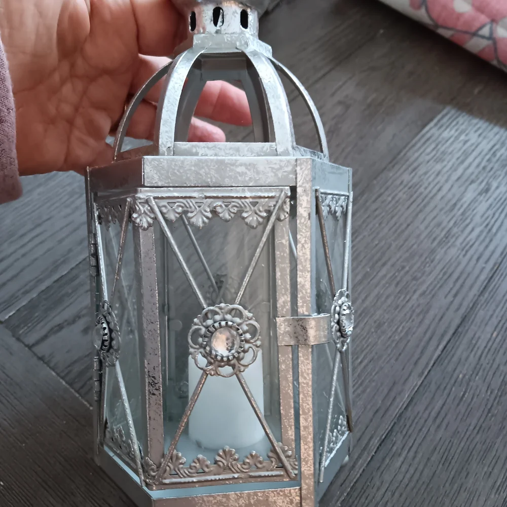 Silver Decorative Lanternwith Sparkke Accents